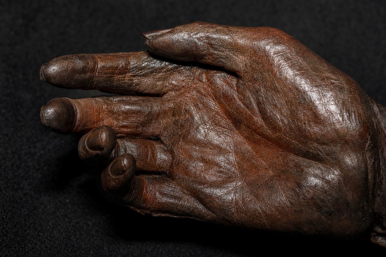 Grauballe Man's preserved hand — fingerprints still visible