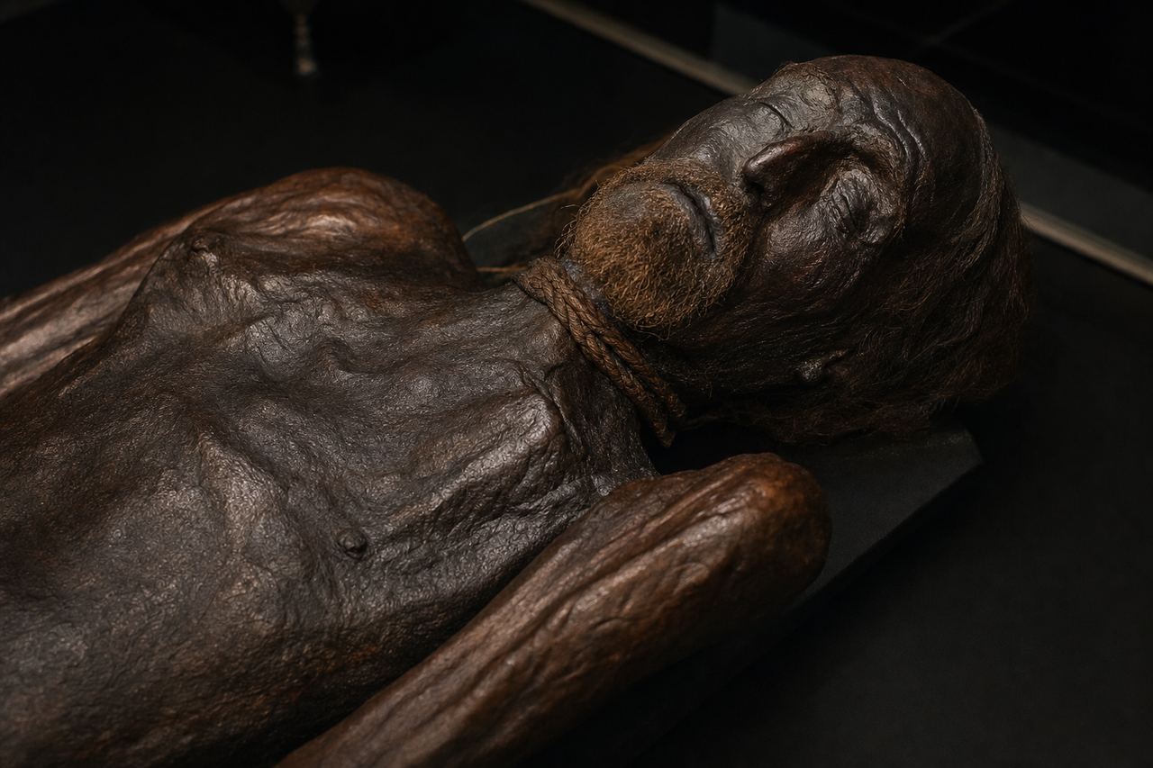 Lindow Man in the British Museum conservation display