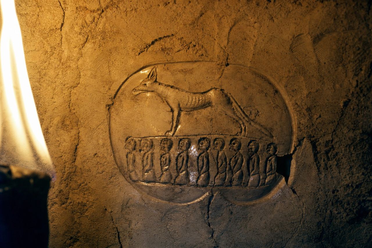 The sealed burial chamber doorway, intact for 3,245 years