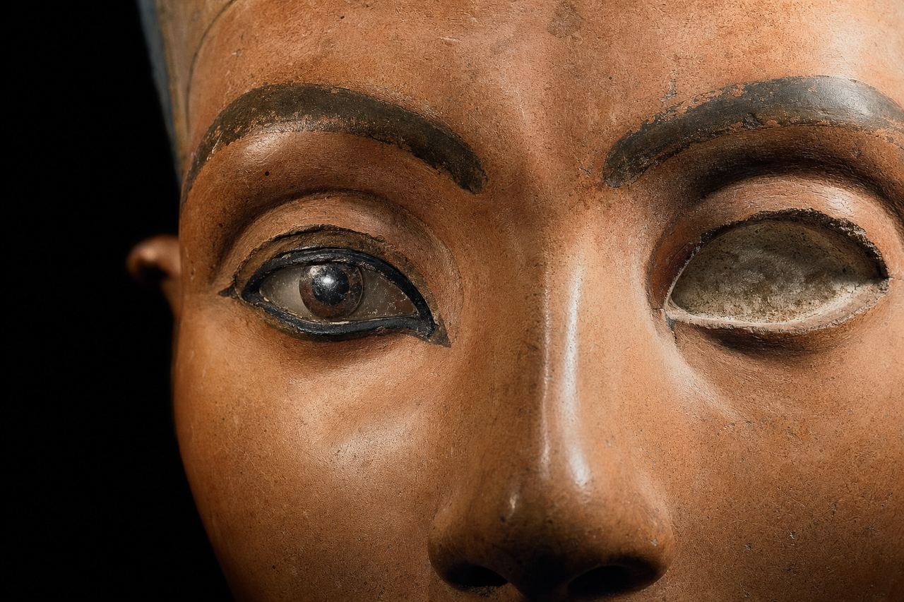 The Nefertiti bust — the missing left eye in detail