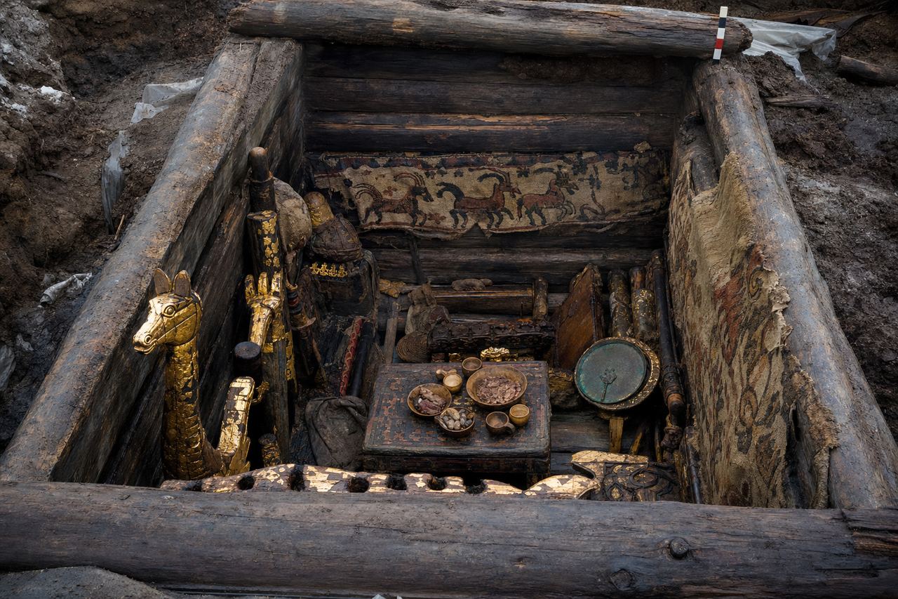 The burial kurgan excavation on the Ukok Plateau