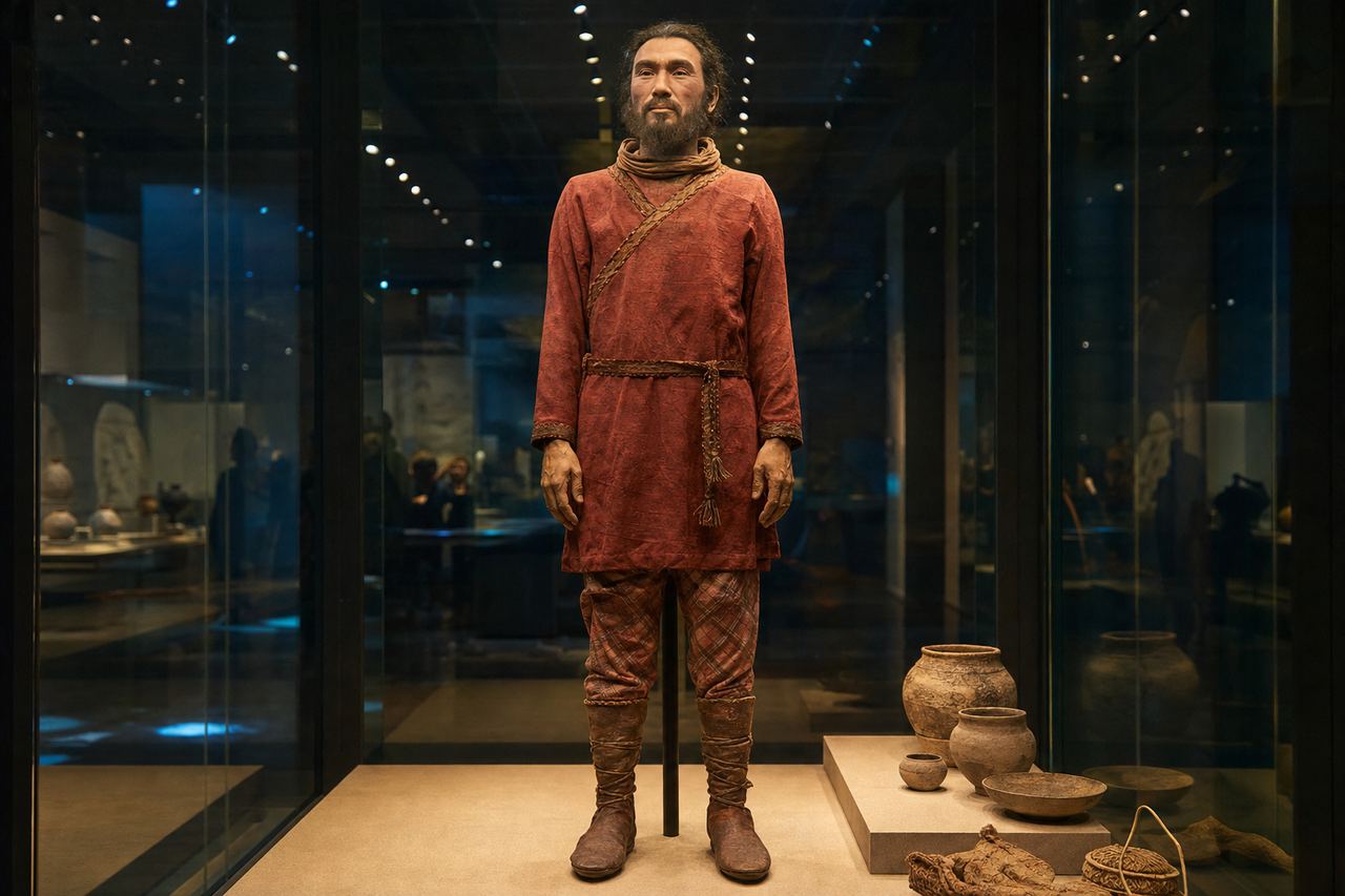 Tarim Basin Bronze Age mummy in the Xinjiang Museum