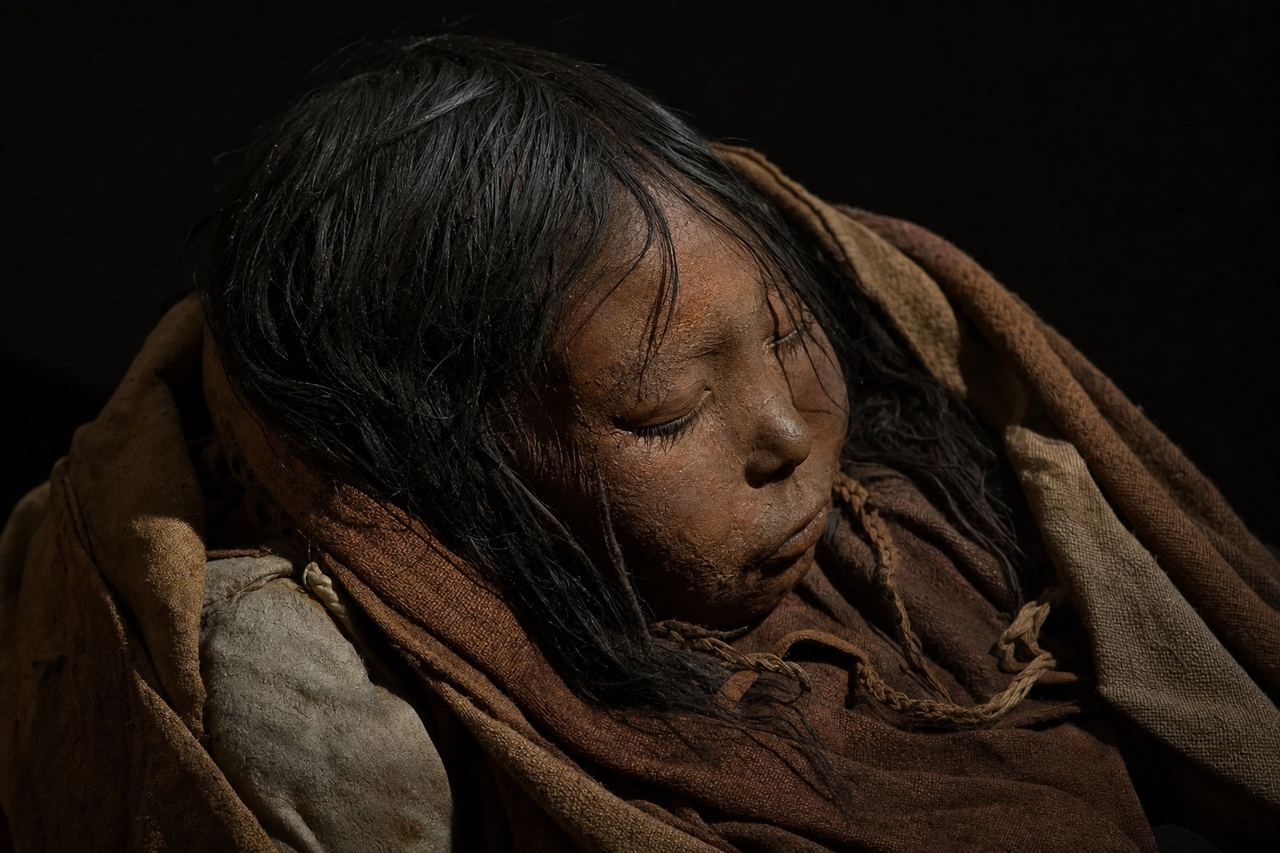 The preserved face of Juanita, the Ice Maiden of Ampato